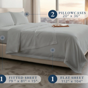 100% Egyptian Cotton Sheets King Size - 1000 Thread Count Naturally Cooling & Breathable Sateen King Size Sheets Set, Ultra-Soft & Durable Hotel Luxury Sheets with 15" Snug Fit Deep Pockets - Silver