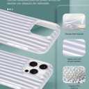 Compatible with iPhone 16 Pro Max Case, with Aesthetics Striped Design Case for Women Girl, Cute Fashion Soft TPU Slim Protection Phone Case for iPhone 16 Pro Max 6.9'' - Light Blue & White