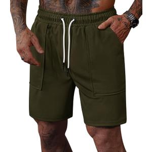 Men's Sweat Shorts Elastic Waist Drawstring 6'' Inseam Casual Gym Athletic Shorts with Pockets (S-3XL) (L)