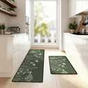 BSFHH Set of 2 Kitchen Rugs - 17"x47"+17"x30" Kitchen Mats for Floor Washable Non Slip Front Door Mat Floor Rug for Home Kitchen Decorations, Sink, Office, Laundry (Grass)