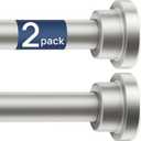 ENJOYBASICS 2 Pack Adjustable Spring Tension Curtain Rods 32 to 66 Inches, Stainless Steel Nickel Shower Rod No Drilling for Window, Bathroom, Closet, Room Divider, 7/8" Diameter