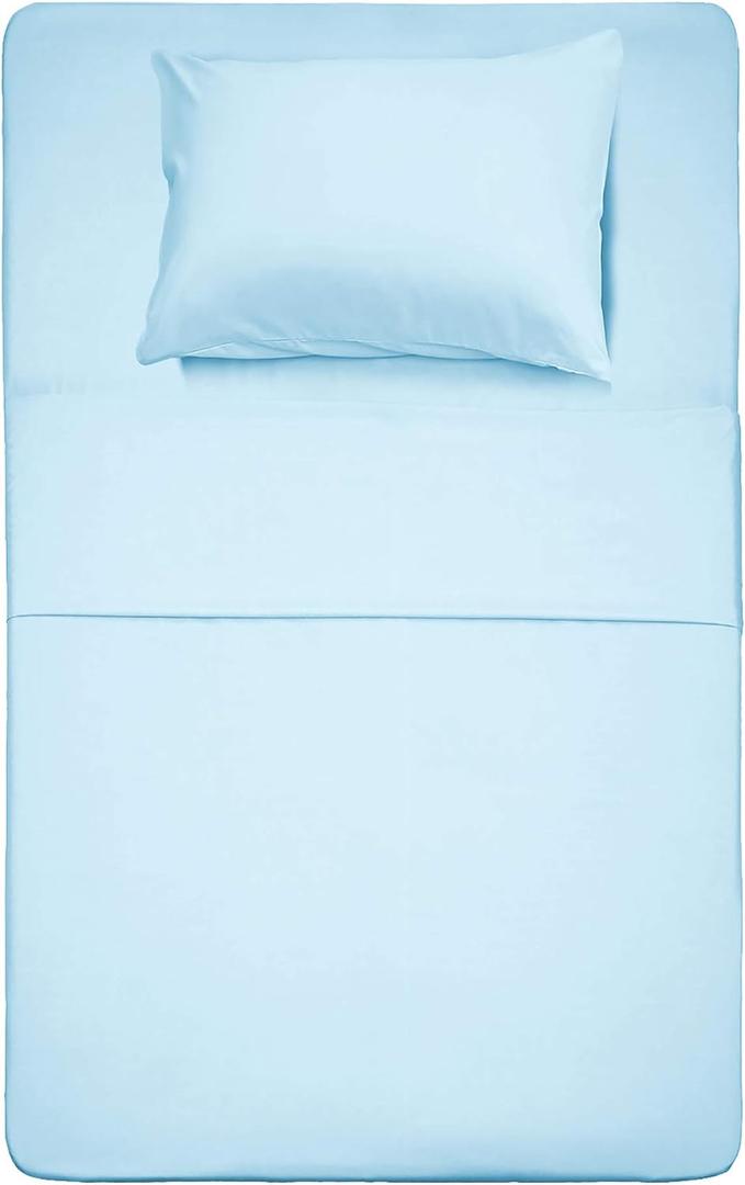 Best Season Bed Sheet Set - 1 Flat Sheet,1 Fitted Sheet and 1 Pillow Cases, Extra Soft Luxury Bedding Set,Deep Pockets,Wrinkle,Fade Resistant - Hypoallergenic- 3 Piece (Twin, Baby Blue)