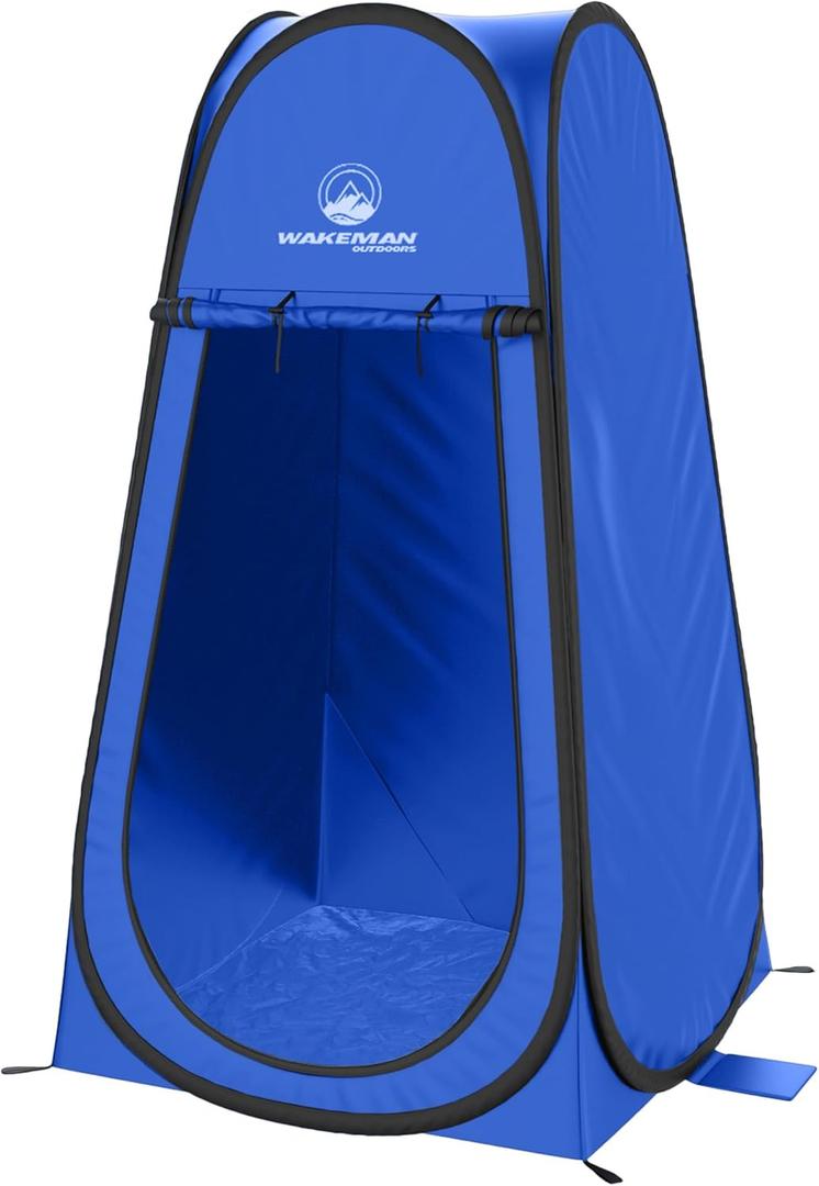 Wakeman Pop Up Changing Tent, 3.3 x 3.3 x 6.2ft, Camping Shower Tent for Portable Toilet Stall or Dressing Room with Carry Bag for Camping, Beach, or Tailgate, Polyester (Blue)