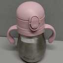 Stainless Steel Sippy Straw Cup for Toddlers 1-3 Years Old, Insulated Toddler Water Bottle Baby Training Tumbler with Handles, 8oz Kids Straw Cups for Travel, Daycare & At Home, Pink