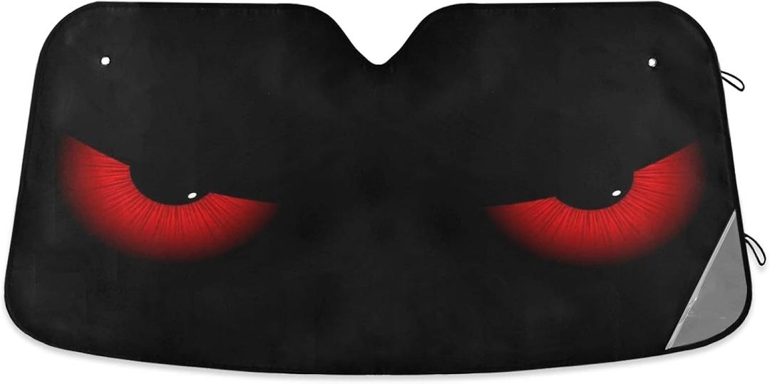 Evil Eyes Car Sun Shade Windshield Red Eyes Sunshade Blocks UV Rays Protector Keep Your Vehicle Cool Sun Shield Visor Cover Foldable for Car Truck SUV M (55 inch * 27.6 inch)