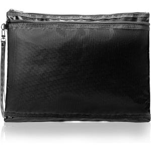 Fireproof Money Bag with Two Pockets (10" X 13"), Fire Proof Bag for Documents,Fire Proof Money Bag for Cash with Zipper,Document Organizer Storage Protects Important Papers, Valuables, Black