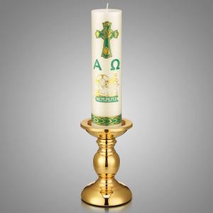 Cirios Pascual Catolico Paschal Candle with Holder Catholic First Communion Baptism Gift Virgen De Guadalupe Cross Prayer Candle Decoration for Catholic First Communion Church Supplies(Novelty Style)