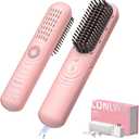 Cordless Hair Straightener Brush with Cool Air Long-Lasting Style, Portable Mini Travel Hair Straightener for Thick Curly Hair, 350M Negative Ions for Frizz-Free, Fast Heating, Gift for Women