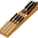 Knife Drawer Organizer, Bamboo Wood Knife Holder, Knife Block Fit for 7 Knives (Natural)
