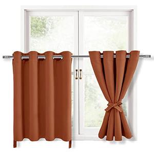 Hiasan Fall Blackout Curtains for Bedroom, 52 x 30 Inches Long - Thermal Insulated & Light Blocking Window Curtains for Living Room Home Decor, 2 Drape Panels Sewn with Tiebacks, Burnt Ochre