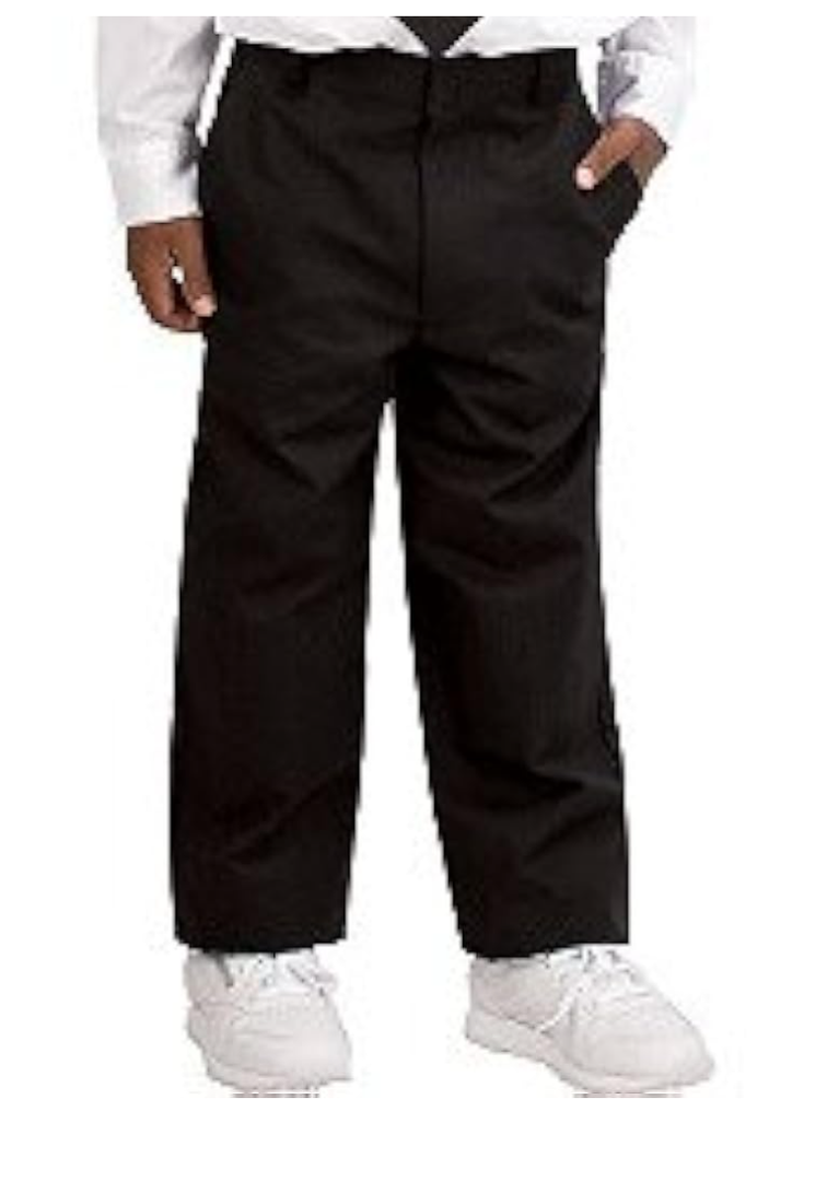 French Toast Boys' Adjustable Waist Flat Front Pant (Black, Khaki or Navy) 6 Slim