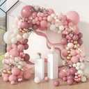 Amandir 173Pcs Dusty Rose Pink Nude Balloon Garland Arch Kit, 18In Retro Blush Peach Mauve White Sand Gold Confetti Balloons for Girl Baby Shower Wedding Boho Birthday Party Decorations