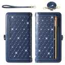 Phone Case for Samsung Galaxy S20 FE 5G 6.5 inch Zipper Wallet Cell Cover Screen Protector Crossbody Strap Bling Flip Credit Card Holder S 20 EF UW S20FE5G S20FE 20S S2O Fan Edition Women, Dark Blue