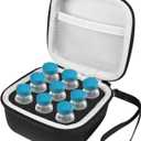 9-Slots Insulin Vial Case Holder for Refrigerator, Insulin Fridge Holder Vial Cooler Travel Case Organizer Fits Standard 10ml U-101 Vials, Snug & Safe Vial Storage with Mesh Bag (Black&Grey)