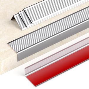 5 Packs 48" Aluminum Stair Nosing, Peel and Stick Stair Treads Staircase Stair Edge Protector Stair Nose Molding Trim for Indoor & Outdoor and Waterproof (Silver)