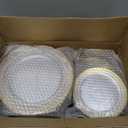 I00000 200 Pcs Clear Gold Plastic Plates - Disposable Party Plates, Gold Plate Disposable Include 100 Dinner Plate and 100 Dessert Plate, Plastic Plate for Party, Holiday, Wedding & Birthday