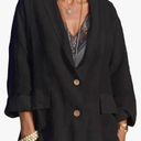 Cotton Linen Blazers for Women Business Casual Lapel Lightweight Work Fall Jackets Size XXL