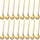 Jucoan 16 Pack Gold Demitasse Espresso Spoons, 5 Inch Mini Coffee Dessert Spoons, Gold Plated Stainless Steel Teaspoons for Ice Cream, Cappuccino, Tea Party Favor, Coffee Bar Station