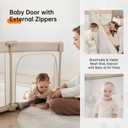 Foldable Baby Playpen,Portable Indoor & Outdoor Playpen for Babies and Toddlers,71”x79”Extra Large Play Pen with Gate,Collapsible Baby Fence with Travel Bag(Light Khaki)