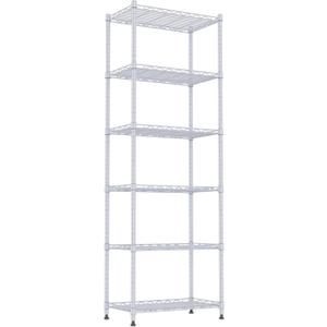 REGILLER 6 Wire Shelving Steel Storage Rack Adjustable Unit Shelves for Laundry Bathroom Kitchen Pantry Closet(Silver,11.7" D x 21.4" W x 63" H)
