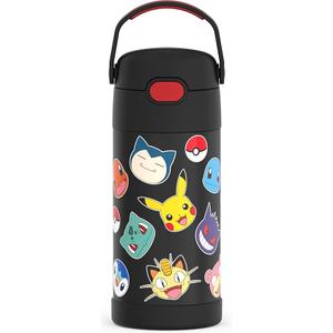THERMOS FUNTAINER Water Bottle with Straw - 12 Ounce - Kids Stainless Steel Vacuum Insulated Water Bottle with Lid, Pokémon