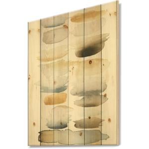 Watercolor Geometric Swatch Element V Mid-Century Modern Wood Wall Decor, Beige Wood Wall Art, Large Abstract Wood Wall Panels Printed On Natural Pine Wood Art (32"L x 24"W)