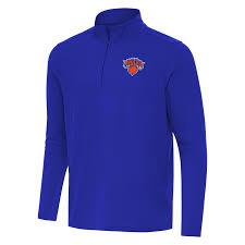 Men's Antigua Gray New York Knicks Reprocess Quarter-Zip Top Small