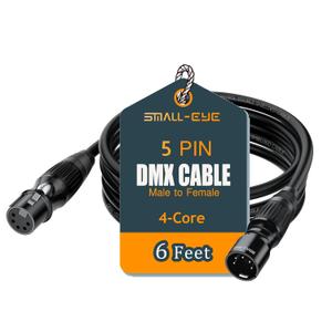 SMALL-EYE 5 Pin DMX Cable 6 ft 1 Pack Premium 4-Core Male to Female Stage Lighting DMX512 Cable