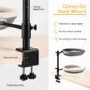 Double Cat Desk Bed with 360° Rotation & Adjustable Height, 2-Tier Cat Hammock for Desk, Heavy Duty Desktop Cat Perch with Mesh & Plush Covers, Home Office Cat Bed, Gray