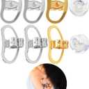 Earring Backs for Droopy Ears, Adjustable Heavy Earrings Lifters Backs, 8 Pairs (2 Silver+1 Gold+1 Silicone)