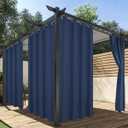 HolidayIdeas Outdoor Curtains for Patio Waterproof, 4 Panels - 54 x 95 Inch - Privacy Protection & Light Filtering Curtains Navy Grommet Outside Curtains for Porch, Gazebo, Pergola, Backyard