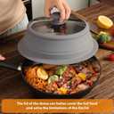 Collapsible Microwave Splatter Lid with Vented Tempered Glass Cover Wok Lid for Microwave Safe, Stockpot Steamer Pot Pan 10.5-11 inch Universal Multifunction Silicone Cover (Grey)