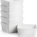 BTaT- Ramekins, 8 oz, Set of 6, White, Square Shaped, Ramekins Oven Safe, Porcelain Souffle Dishes for Creme Brulee, Ice Cream, Fruit and Snacks