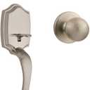 Kwikset Belleview Front Door Lock Handle and Deadbolt Set, Entry Handleset Exterior with Interior Door Knob, Satin Nickel, Pick Resistant SmartKey Rekey Deadbolt Security