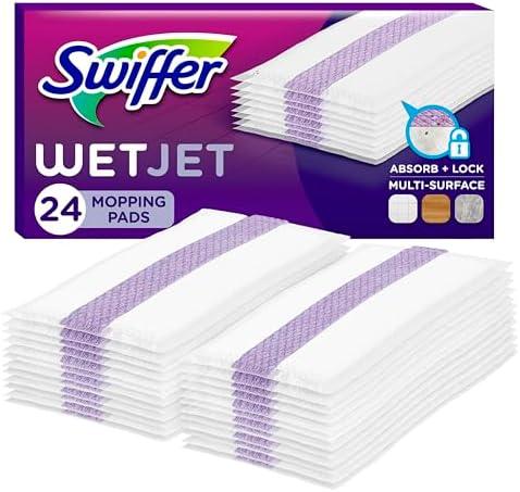 Swiffer WetJet Hardwood Floor Cleaner Spray Mop Pad Refill, Bathroom Cleaning Supplies, Hardwood Floor Cleaner, Multi Surface, 24 Count