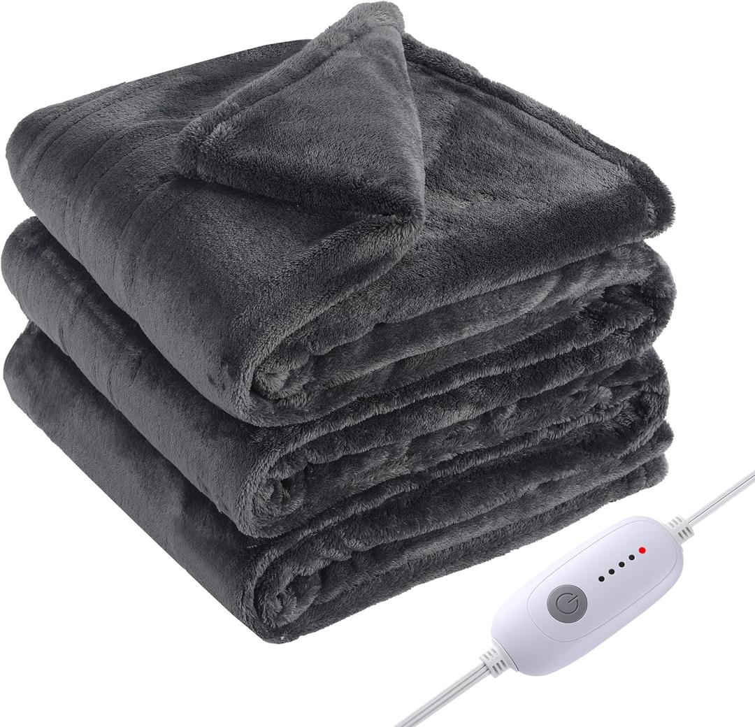 Electric Heated Blanket Full Size 72"x84", Fast Heating Blanket, Soft Cozy for Bed, 10 Hours Auto Off & 5 Heating Levels, Heater Blankets, Machine Washable, Warm Gifts for Grandma -Dark Gray