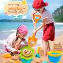 DUDUCOFU Collapsible Beach Sand Toys for Kids Toddlers, Collapsible Sand Bucket with Sifter Shovels Set with Mesh Bag and Sand Molds, Travel Beach Sandbox Toys for Boys Girls 3 4 5 6 7 8 9 10