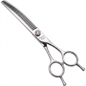 Fenice Peak Professional Dog Grooming Scissors Pet Curved Chunker Shears 7.0'' Extremely Sharp Blades 440C Steel Thinning Scissors Durable Smooth Motion & Fine Cut for Dogs and Cats (Silver)