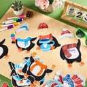 60pcs Winter Theme DIY Cutouts Penguin Bulletin Board Decoration Set Christmas Penguin with Hat Paper Cut-Outs Decor for Winter Holiday DIY Photo Craft Xmas Party School Classroom Wall Door Supplies