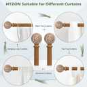 2 Pack Wood Curtain Rods 18 to 60 Inch,1 Inch Boho Adjustable Curtain Rod,Imitation Wood Grain Leaf Window Curtains Rods,Farmhouse Rustic Heavy Duty Drapery Poles,Brown Drapery Rod Set 18-60"