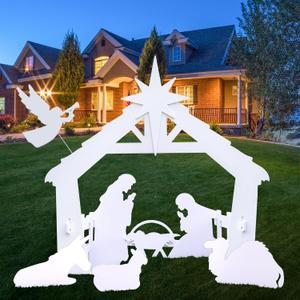 BHYTAKI 3.8FT Large Outdoor Nativity Scene, Weatherproof Nativity Sets, Christmas Indoor Outdoor Decorations, Nativity Sets Decor Display for Front Yard Sign, Lawns, Church - Water-Resistant PVC