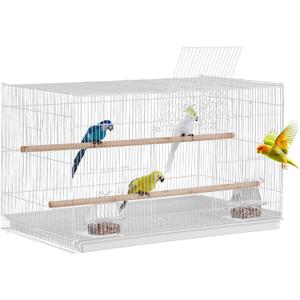 VEVOR 30-inch Flight Bird Cage, Stackable Bird Cage for Small Parrots Canaries Cockatiels Lovebirds Finches Budgies Conures Macaws Pet Travel Birdcage with Handle and Perches (white)