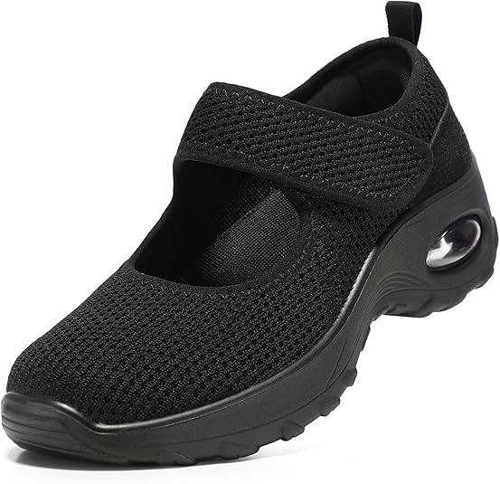STQ Womens Walking Shoes Non Slip Orthopedic Shoes Adjustable Mary Jane Shoes, 7.5