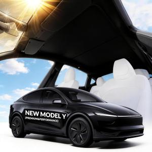 VION Tesla Model Y Roof Sunshade (2026–2025 New Model Y) – Full Blackout (No Light Transmission), Cooler Cabin, Dual-Layer Fabric with Graphene-Enhanced UV Coating, No Sagging – Black