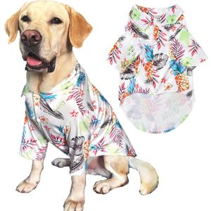 Hawaii Shirt for Dogs - White Fruits Print Polo T-Shirt, Breathable Cool Beach Style Summer Clothes for Large Dog Boys and Girls (2X-Large, Fruits)