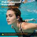 IP68 Waterproof Swimming Headphones, Bone Conduction Bluetooth 6.0 Headphones, Built-in 32GB MP3 Player, Soft Lightweight Open-Ear Design for Swimming Marathons Showers Cycling(Indigo