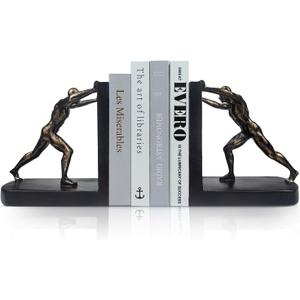 LIFFY Man Decorative Book Ends,7" Resin Non Skid Bookends for Heavy Books,Bookends for Shelves Decorative,Creative Shelf Decorations to Hold Books for Bookshelf,Home,Office,Study