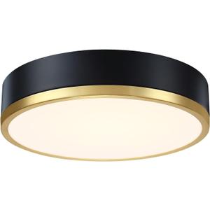 Flush Mount Ceiling Light Fixture, Black Gold LED Ceiling Light, 13 Inch 22W Dimmable Modern Flush Mount Lights for Hallway, Bedroom, Kitchen