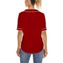 Women Baseball Jersey Button Down Tee Short Sleeve Shirt Sports Uniform Softball Jersey Active T-Shirt (Red,4XL)