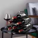 Heart Shape Countertop Wine Rack, 6 Bottles Freestanding Small Metal Wine Holder, Modern Tabletop Wine Storage Stand for Cabinet, Pantry (Black)